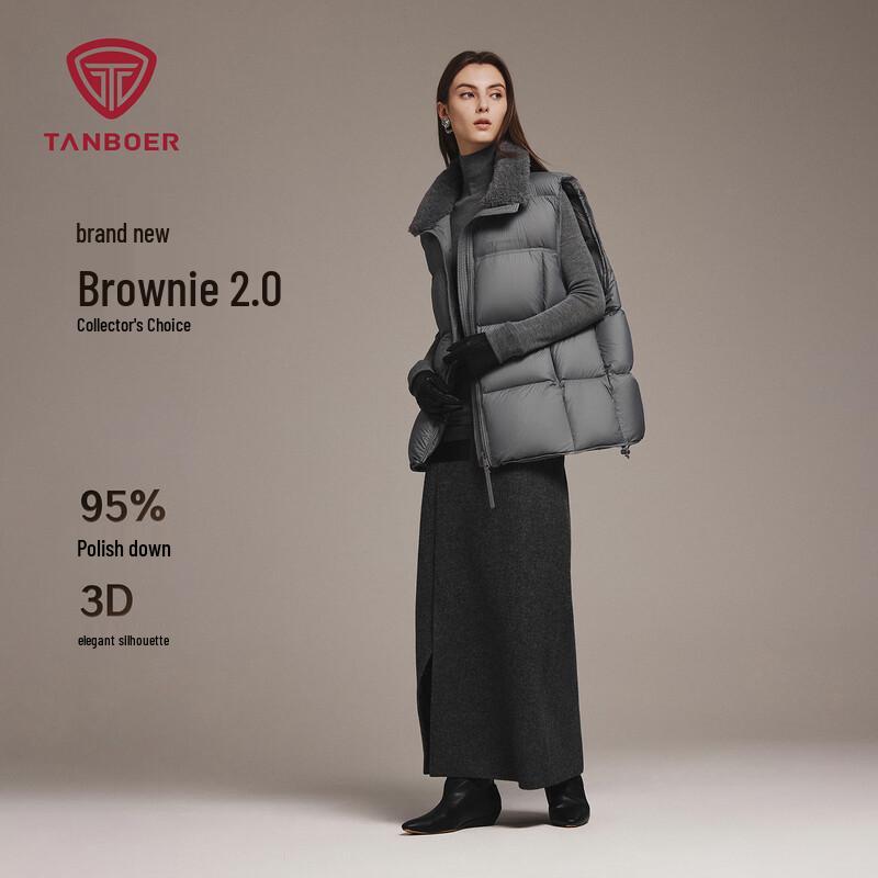 

Tanboer Женский короткий пуховый жилет с воротником из искусственной овчины M