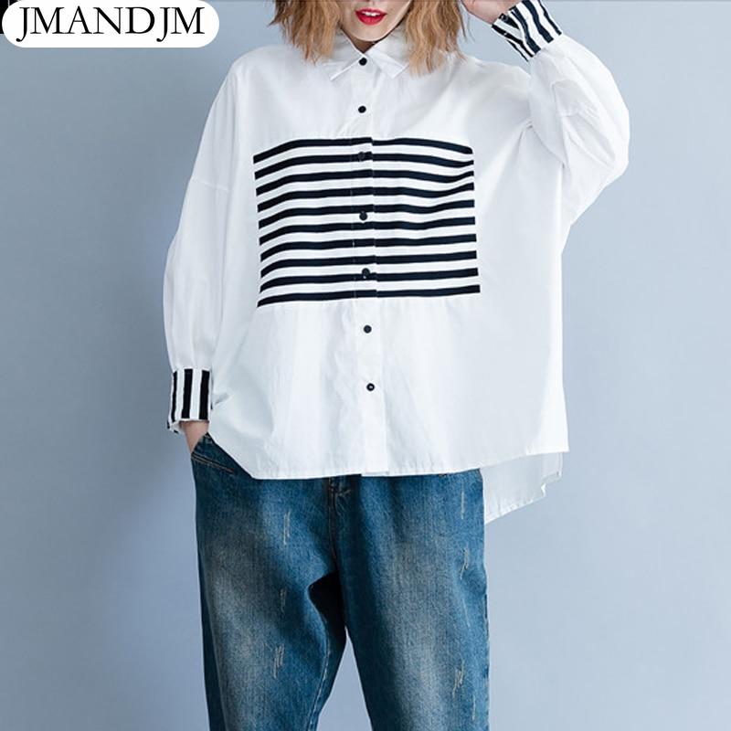 

Женская блузка, рубашка, женские базовые топы, одежда из хлопка в полоску с принтом в стиле пэчворк, повседневный свободный кардиган больших размеров, осень 2021 г.