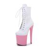 Fashion 20cm Popular Sexy Hate Sky High Boots Women's Bright Snake Pattern Thin Heeled Low Boots Super High Heeled Pole Dancing Shoes