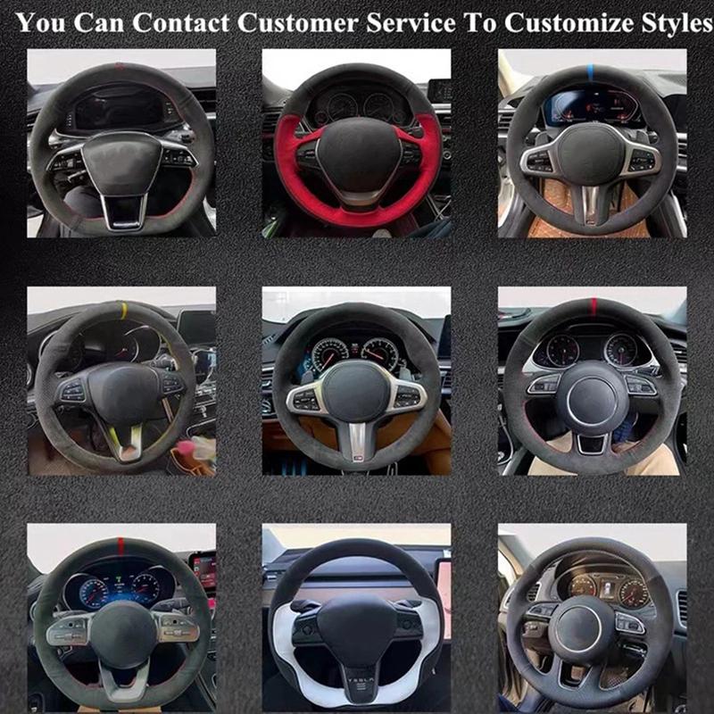 Car Steering Wheel Cover Wrap Suede Original Steering Wheel Braid For Infiniti QX50 2018- Q50 2018 Q60 2016-