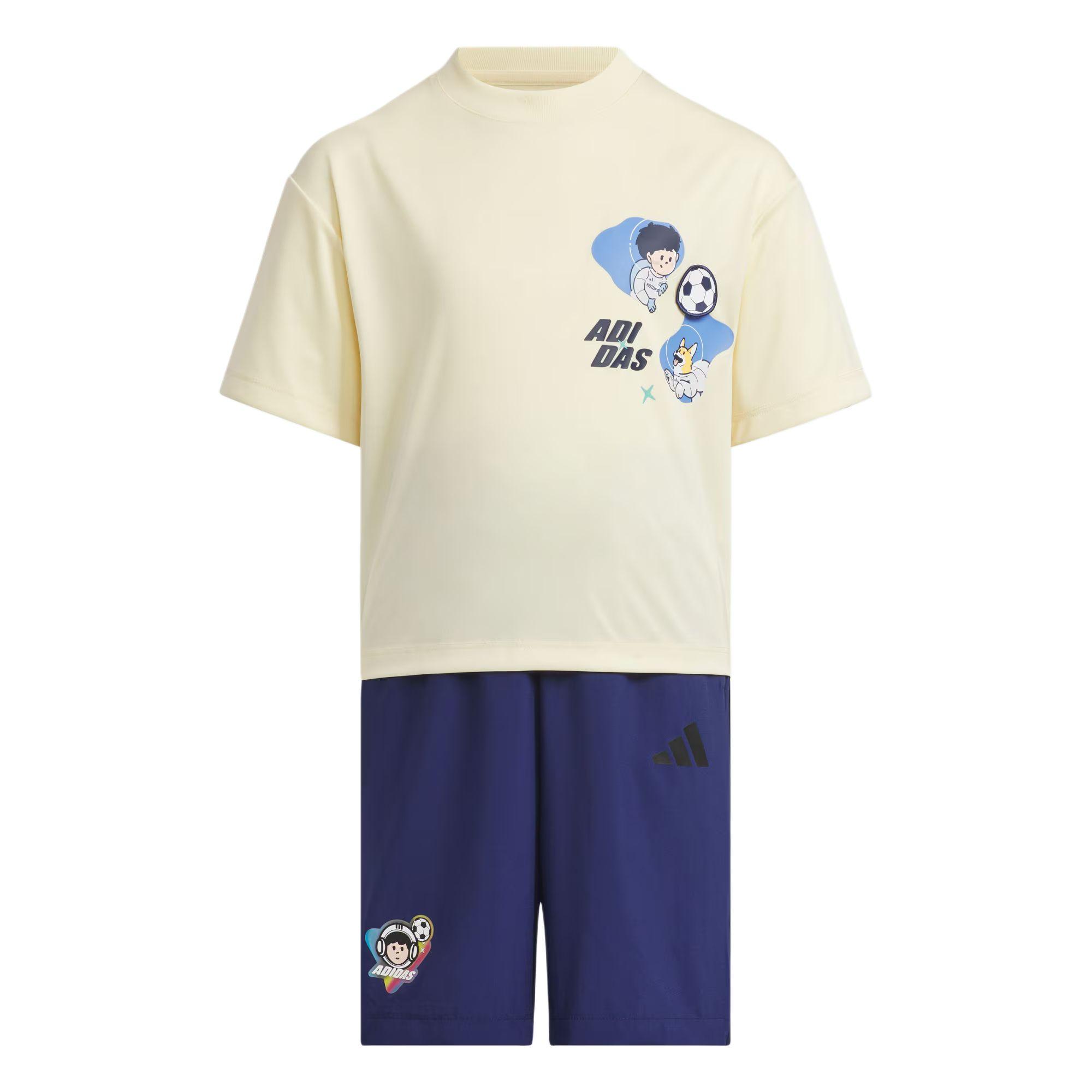 Adidas Casual Sportswear Set Warm Vanilla/Dark Blue Children Aged 3 7 Years Old JM7986 104