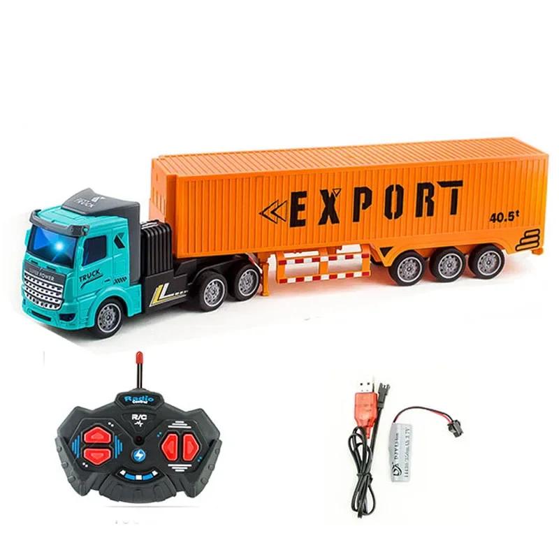 1/48 RC Container Truck Toy Kids Wireless Remote Control Heavy-duty Transport Truck Semi-trailer Tanker Dump Truck Car Model Toy