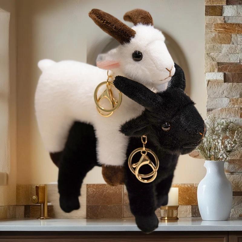 Mini Goat Stuffed Animal Keychain Soft Plush Lifelike Bag Decoration