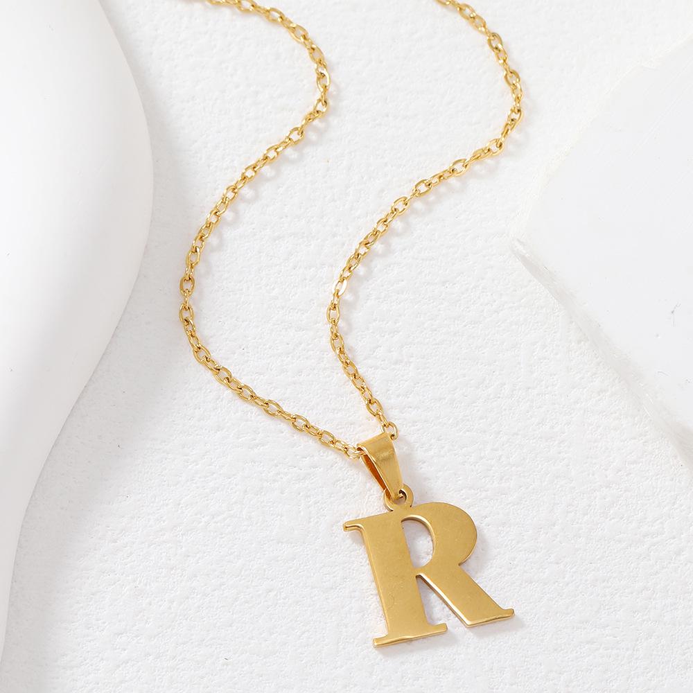Polished Stainless Steel Alphabet Necklace - Women's Daily Wear Clavicle Chain