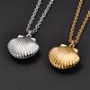 Stainless Steel Seashell Photo Locket Pendant Necklace for Women Men Picture Box Frame Charms Chain Metal DIY Jewelry Accessory