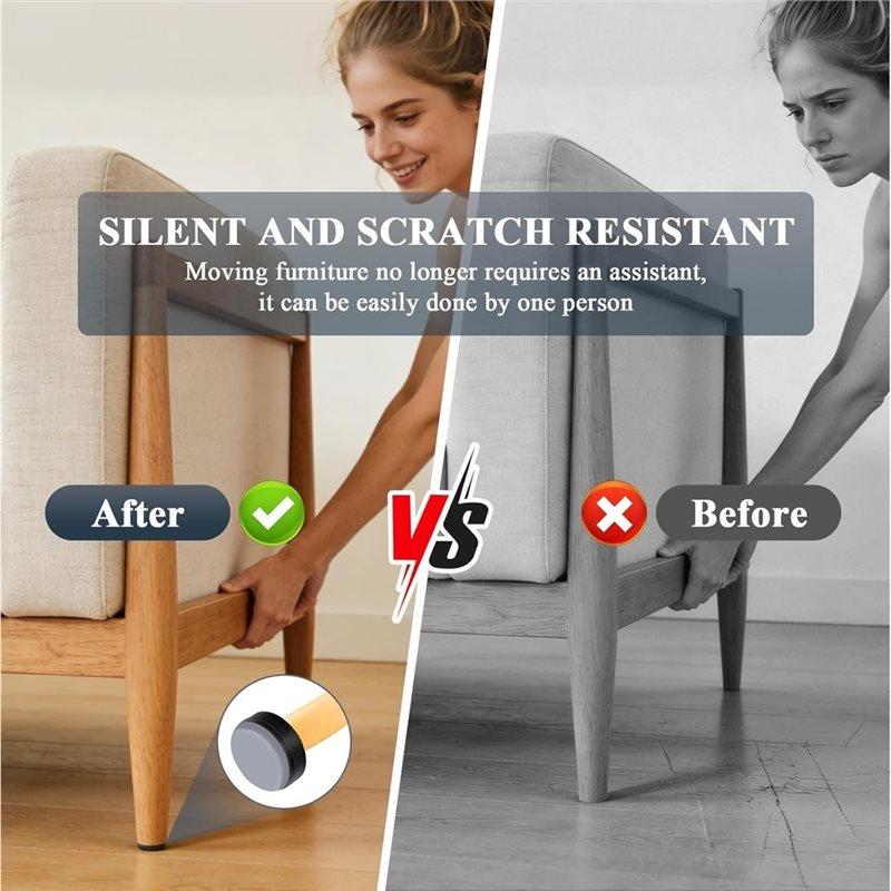 A25F-24Pcs Furniture Gliders Screws On Foot Pad With 6Mm Thread For Legs Smooth Gliding And Floor Protections Gliders