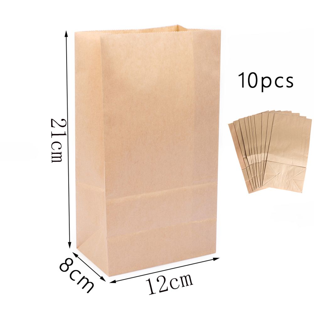 10pcs/Set Brown Kraft Paper Gift Bags Wedding Candy Packaging Recyclable Jewelry Food Bread Shopping Party Bags For Boutique
