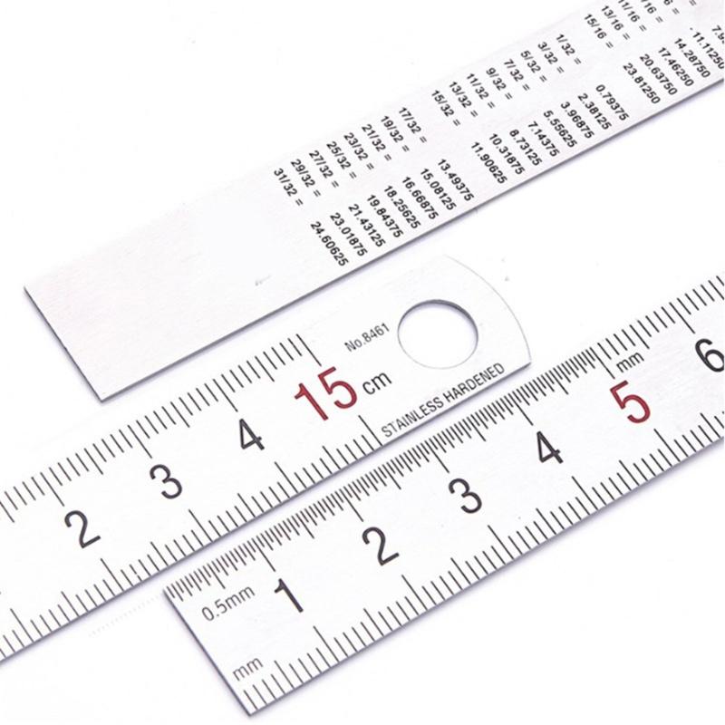 Stainless Steel Ruler Metal Ruler 15/20/30cm Straight Ruler Measuring Tool School Supplies for Engineering Teaching