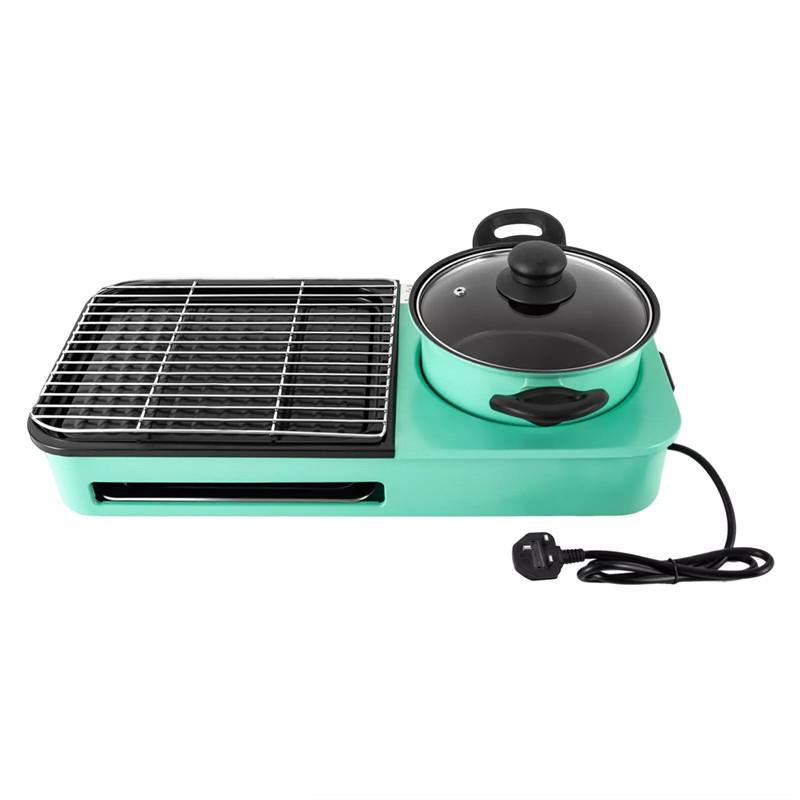 3 In 1 Korean Style BBQ Hot Pot Multi Cooker Machine Multifunctional Electric Grills Smokeless Non-Stick Electric Baking Pan