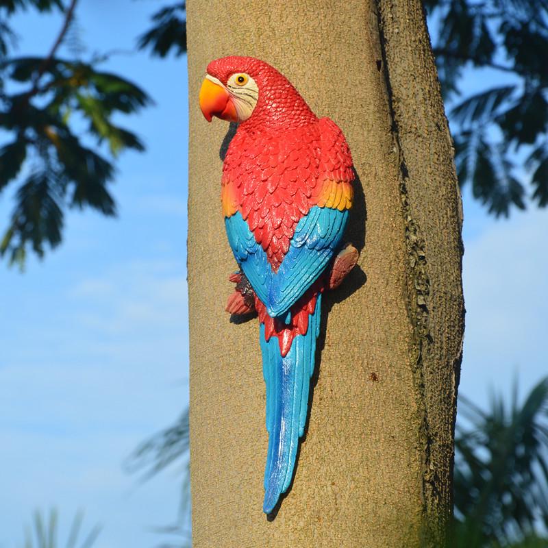 Wall-Mounted Parrot On Tree: Hanging Tree Ornament Bird Model