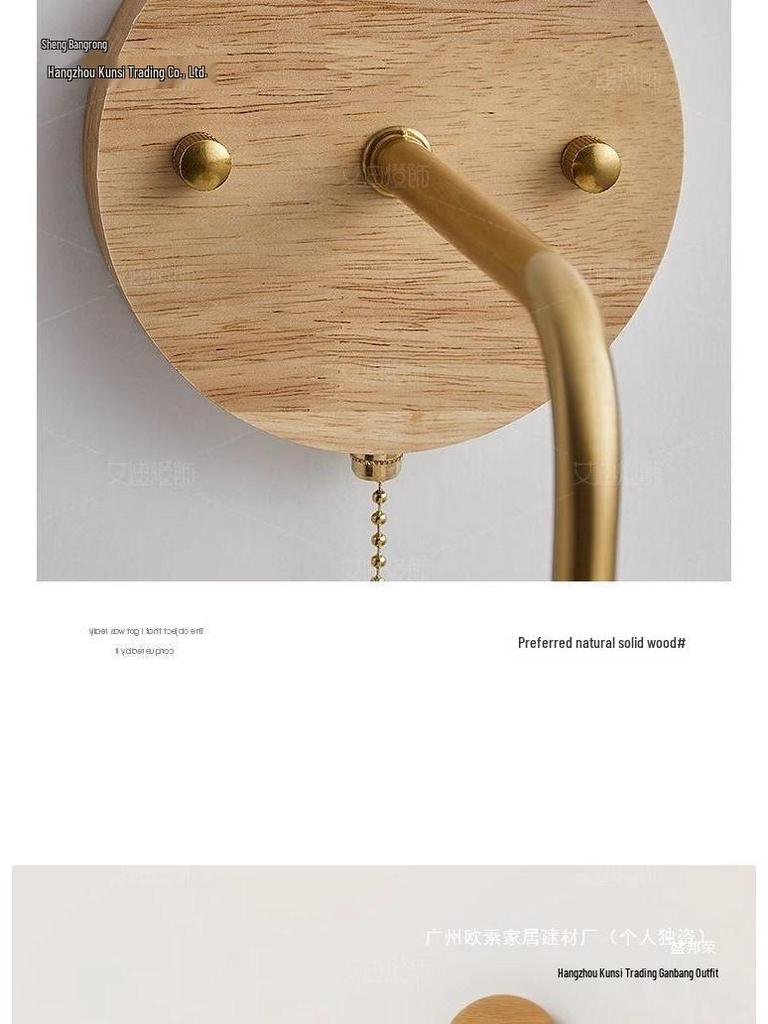 2023 Japanese Wabi-Sabi Solid Wood Wall Lamp – Retro Bedside & Hallway Light