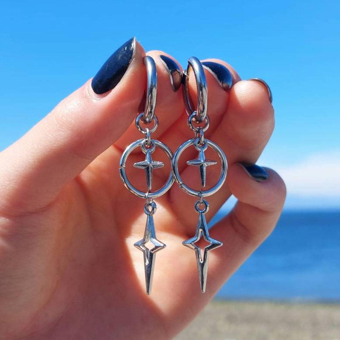 Shi Yong Hypoallergenic Star Gothic Cute Dangle Earrings