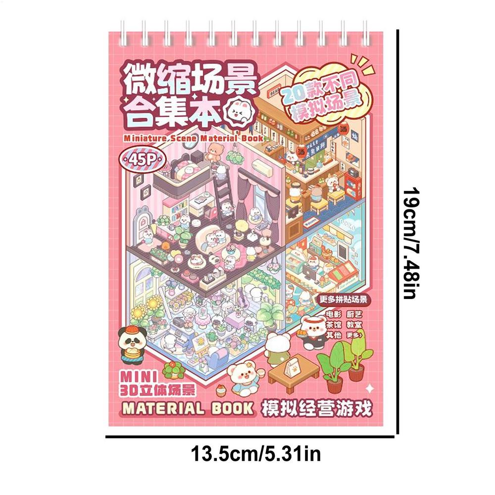 

45 pcs Miniature Scenes Cartoon Landscape Sticker Book DIY 3D Sticker Cabin Scenes Children s Back to School Gifts