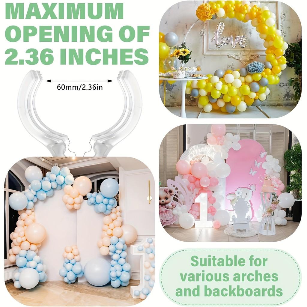 10pcs 8.89cm Balloon Arch Clips - Heavy Duty Transparent, Ergonomic Handle, Multi-Use