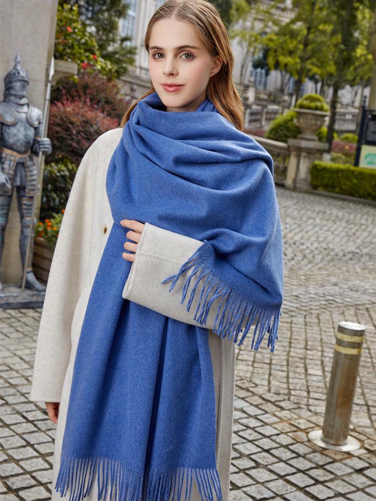 Black Cashmere Wool Scarf - Versatile Winter Shawl for Women and Men, Korean Style, Solid Color