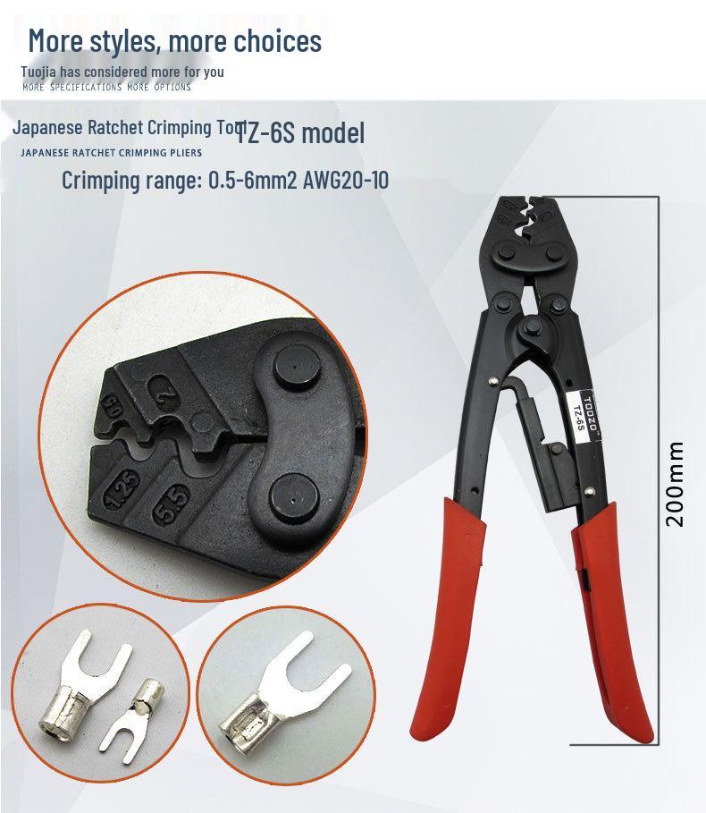 Ratchet Terminal Crimping & Wire Stripping Pliers for Copper/Bare Terminals