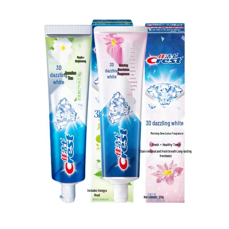 

Crest 3D White Toothpaste Duo Pack (Morning Dew Lotus & Jasmine Tea, 120g x 2)
