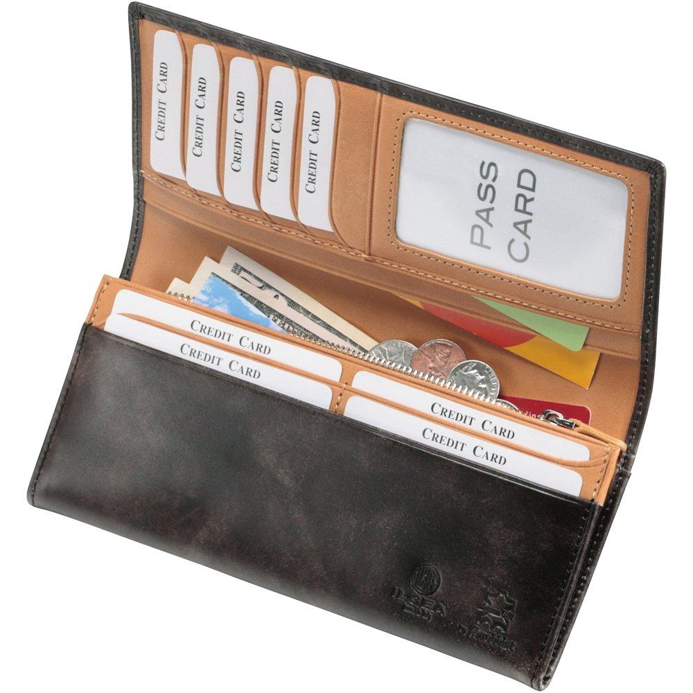 Snovist Men's Museum Calfskin Long Wallet (Black)