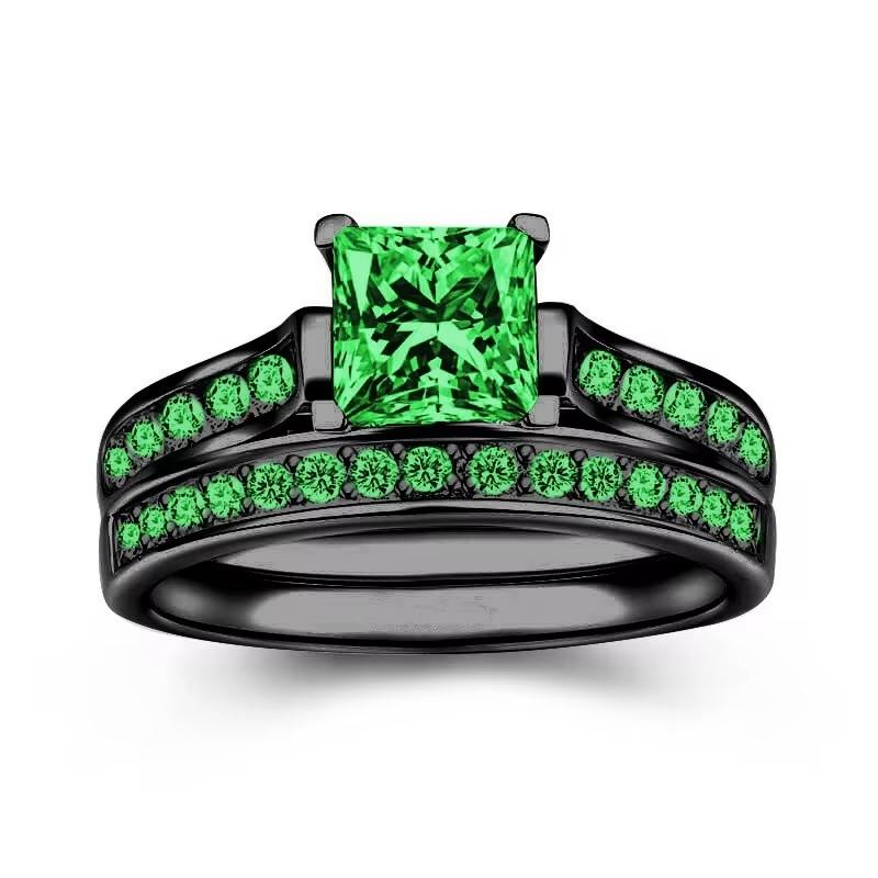 

Huajie Delicate Full Paved Colors Square Zirconia for Couple s Rings Classic Party Gifts New Ring Fashion Trend 10 зелений