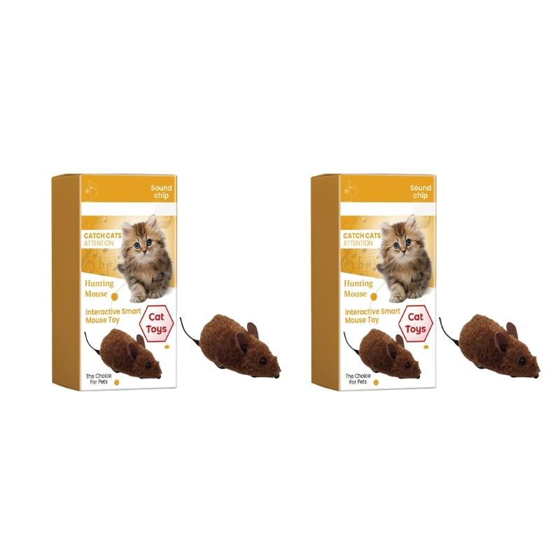 Realistic Mouse Toy for Indoor Cat Scratch Squeaky Sound Cat Toy Pull&Back Moving Realistic Mouse Shape Toy for Indoor