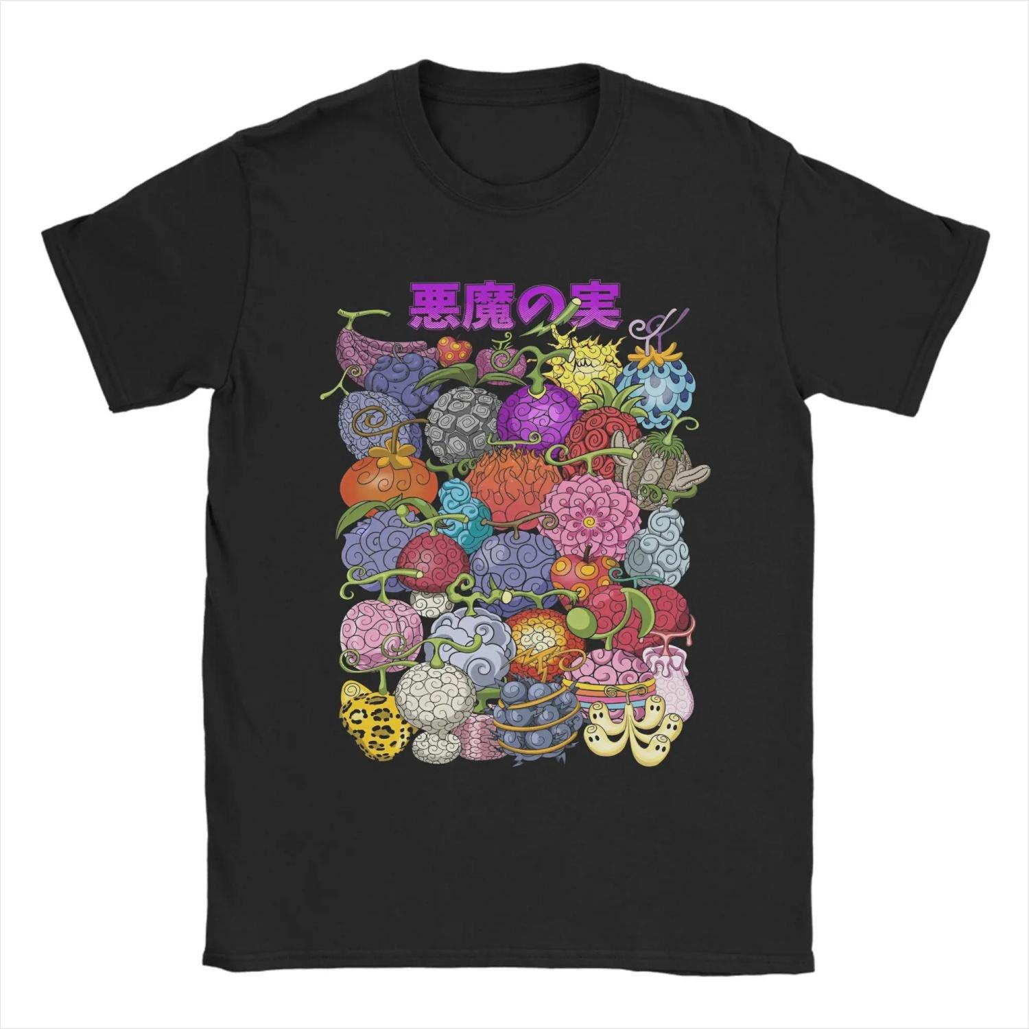 

Аниме Футболки с иллюстрациями Разновидностей Дьявольских Плодов Мужские Мультяшные Смешные Винтажные Хлопковые Футболки с Круглым Вырезом Идея для Подарка Мерч XXXL чёрный