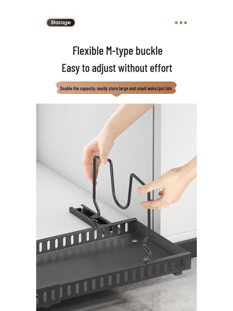 Organizer Undersink Kitchen Customized Cookware With Pullout Basket Pot Lid Holder And Chopping Board Shelf