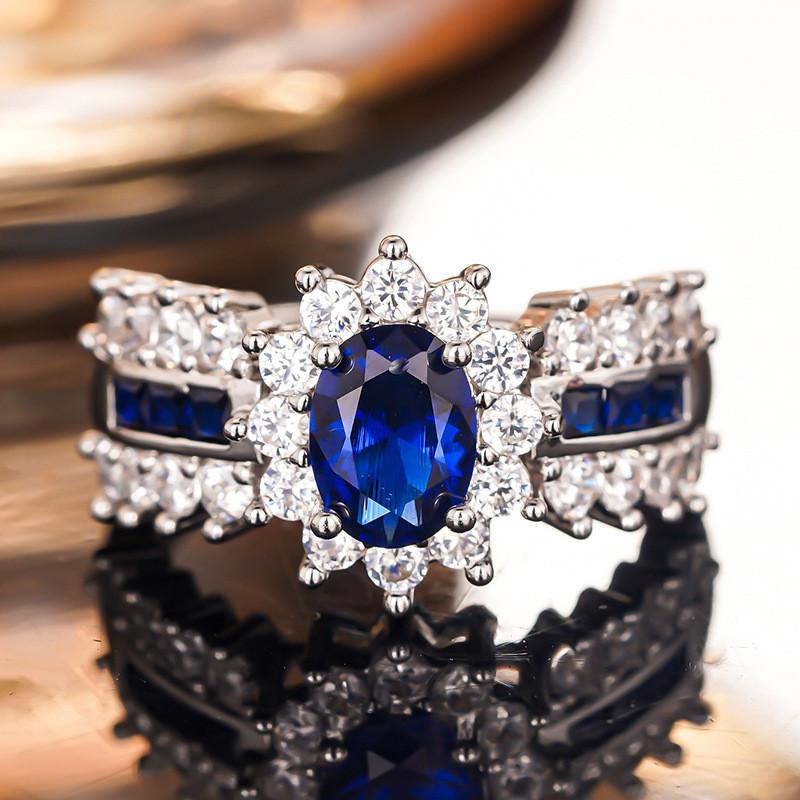 925 Sterling Silver Zircon Oval Ring Sparkling Bridal Engagement Ring for Women Luxury Jewelry Gift