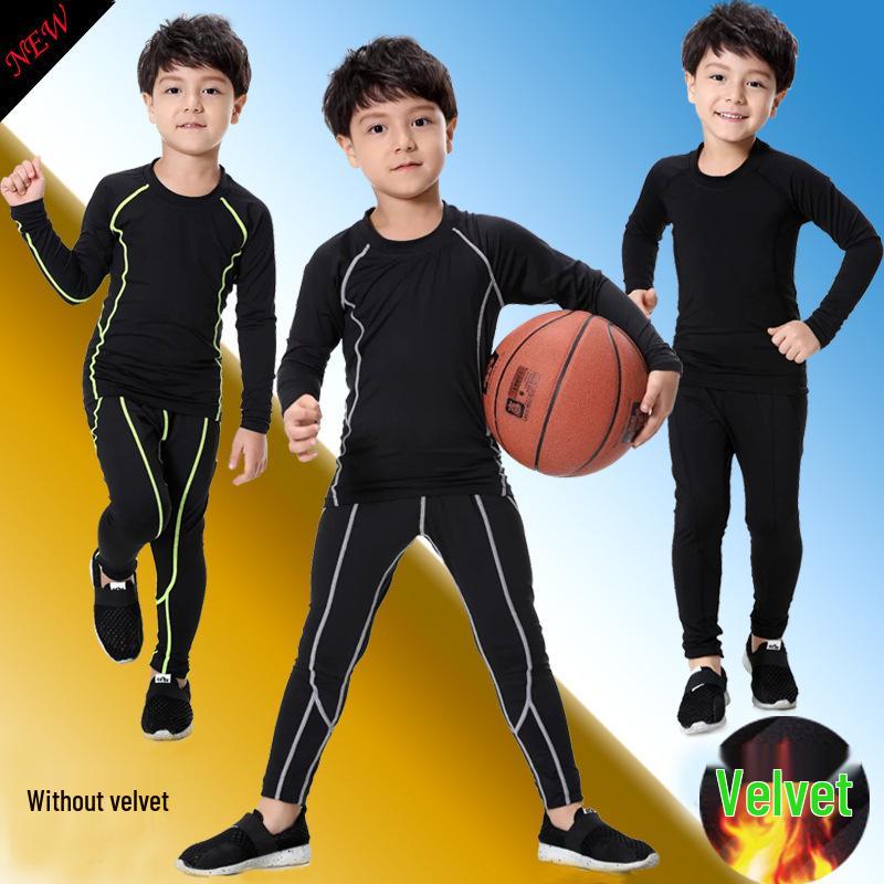Men's and Kids' Quick-Dry Velvet Sportswear Set: Long Sleeve Tight-Fit for Running and Fitness