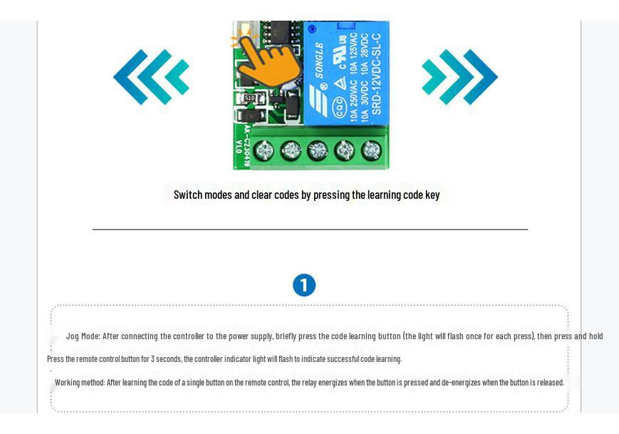 ASK RF Wireless Remote Control Switch with Jog, Self-locking, and Interlocking Modes for Lights and Electrical Locks.