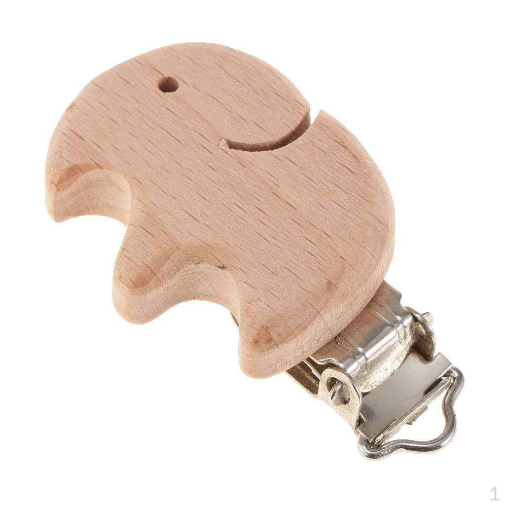Baby Teething Toy Wooden Animal Shape Pacifier Clip friendly