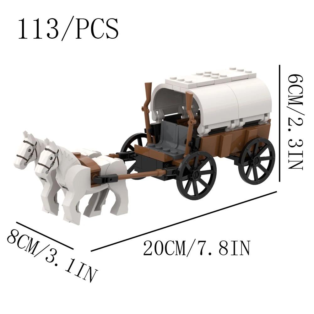 Set di Giocattoli da Assemblaggio con Mattoncini MOC Serie Carrozza Medievale Modello Città della Carrozza Giocattolo da Costruzione Fai-da-te Regalo per Festival