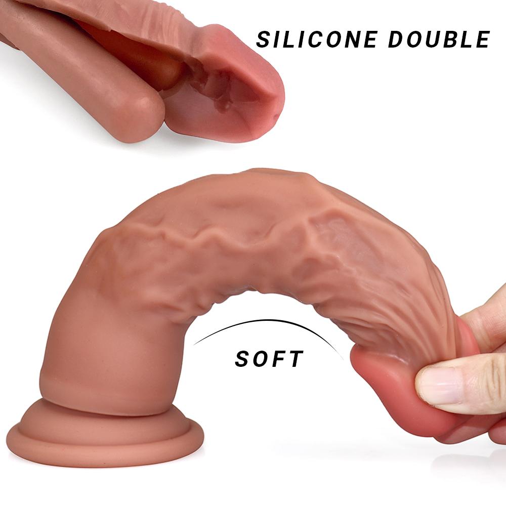 Big Soft Dildo Realistic Penis Double-layer Silicone Sex Toys Female Masturbator Suction Cup Dildos for Women Men