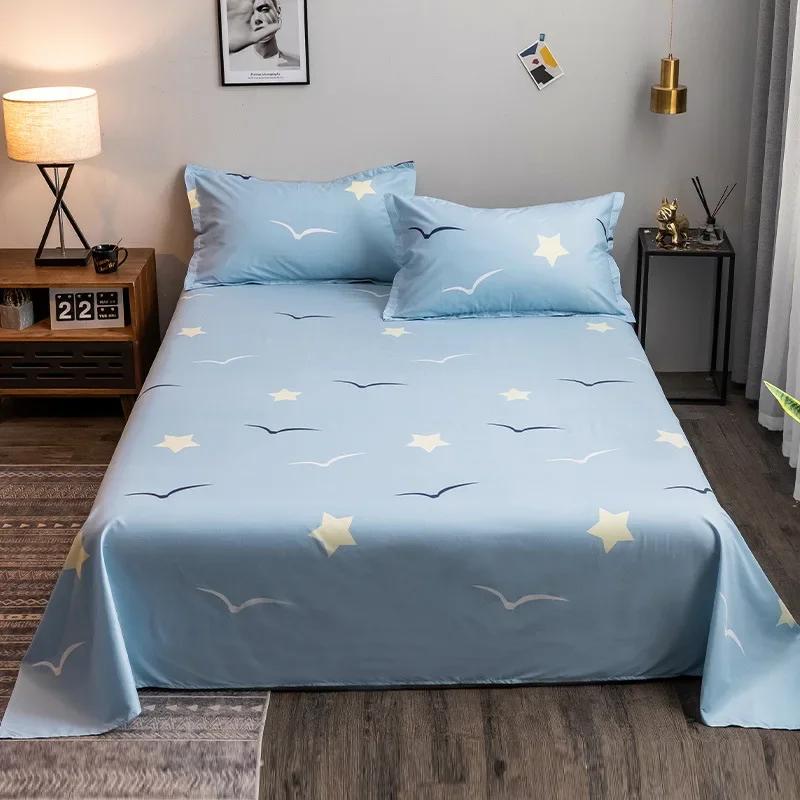 

Geometry printed flat bed sheet set couple 2 people super cozy luxury double bed bedsheet single double queen king size 120x230cm 2pc