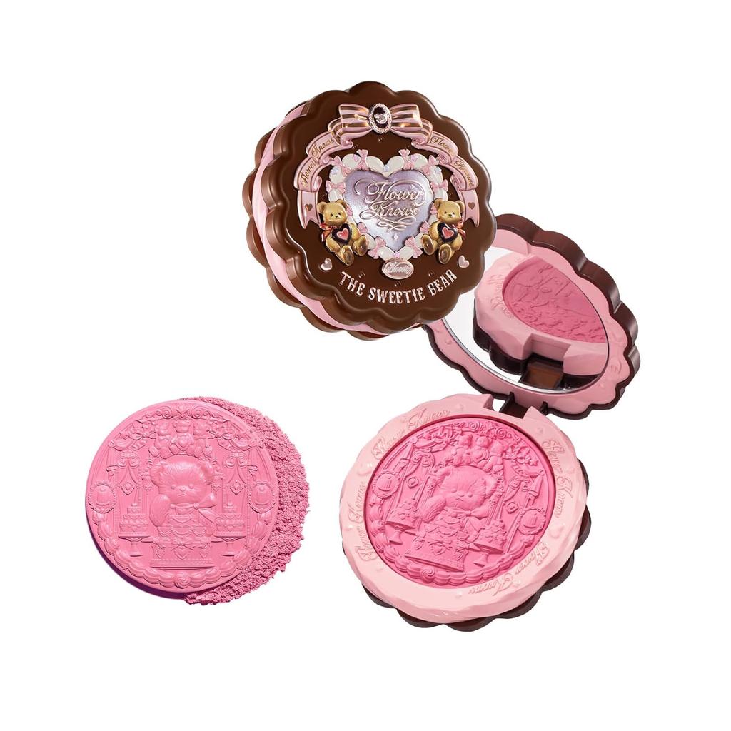 Flower Knows The Sweetie Bear Collection Silk Satin Blush,Soft Long-Lasting for Women & Girls,0.18 Oz(03 Rose Chanson)
