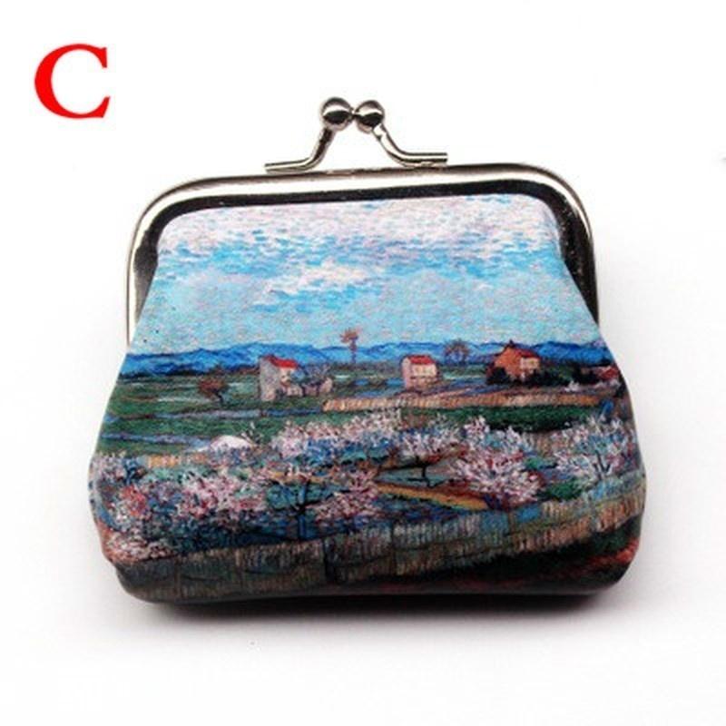 Retro Creative Printing Ladies Purse Student Buckle Coin Dumplings Small Wallet Wedding Candy Bag Gi