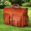 New Genuine Brown Goat Leather Men's Handmade Satchel Office Laptop Business Bag