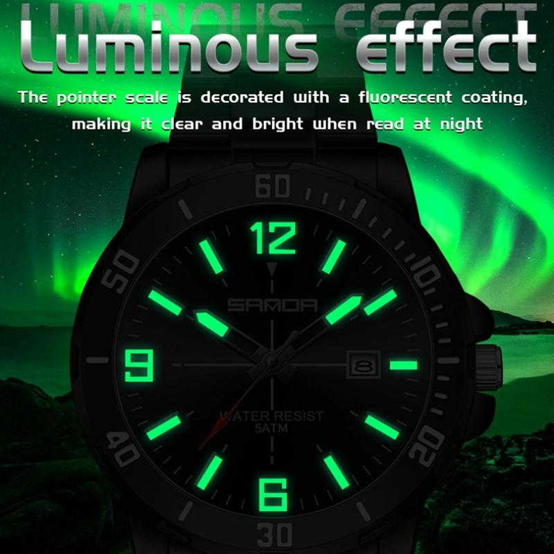 SANDA Business Men's Quartz Watch Large Dial Waterproof Calendar Night Light New Men's Quartz Watch