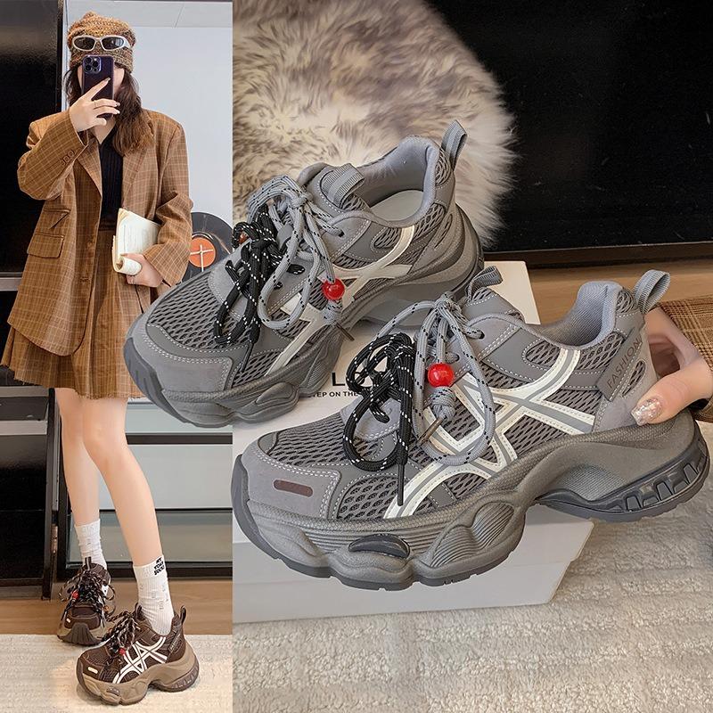 Dicke Sohle, erhöhend, Dad-Schuhe für Damen, Herbstneuheit, vielseitig, leicht und atmungsaktiv, Mesh-Laufschuhe, lässige Sportschuhe