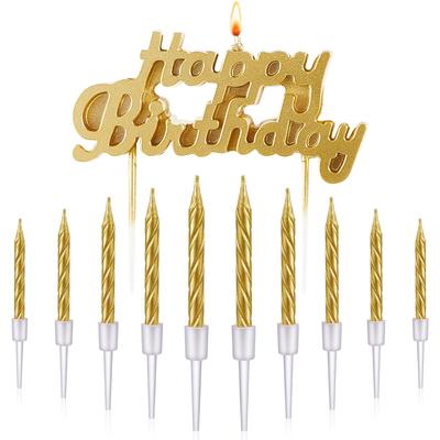11pcs Happy Birthday Candles Letter Cake Topper with Spiral Candles for Cake Topper Birthday Decoration Party Supplies Polychrom