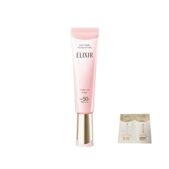 Elixir Day Care Revolution Tone Up Aa Baby Pink 35g Emulsion Makeup Base Sunscreen Spot Correction Includes Elixir Cosmetics Sample 4909978195939