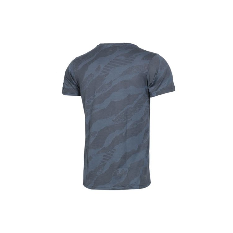 Adidas Camouflage Sports Training Round Neck Short Sleeve T-Shirt Men Tops Original-Blue Gray CZ5442