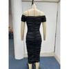 Sexy, elegantes Midikleid mit One-Shoulder-Rüstung für Damen