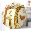 1pc Giraffe Family Love Automatic Folding Umbrella, 8-Rib Durable Iron Frame, Compact Travel Umbrella for Women & Men010