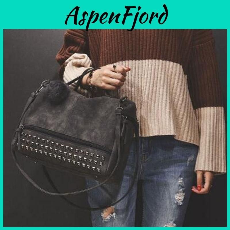 Fashionable And Functional Solid Rivet Shoulder Messenger Crossbody Bags For Women