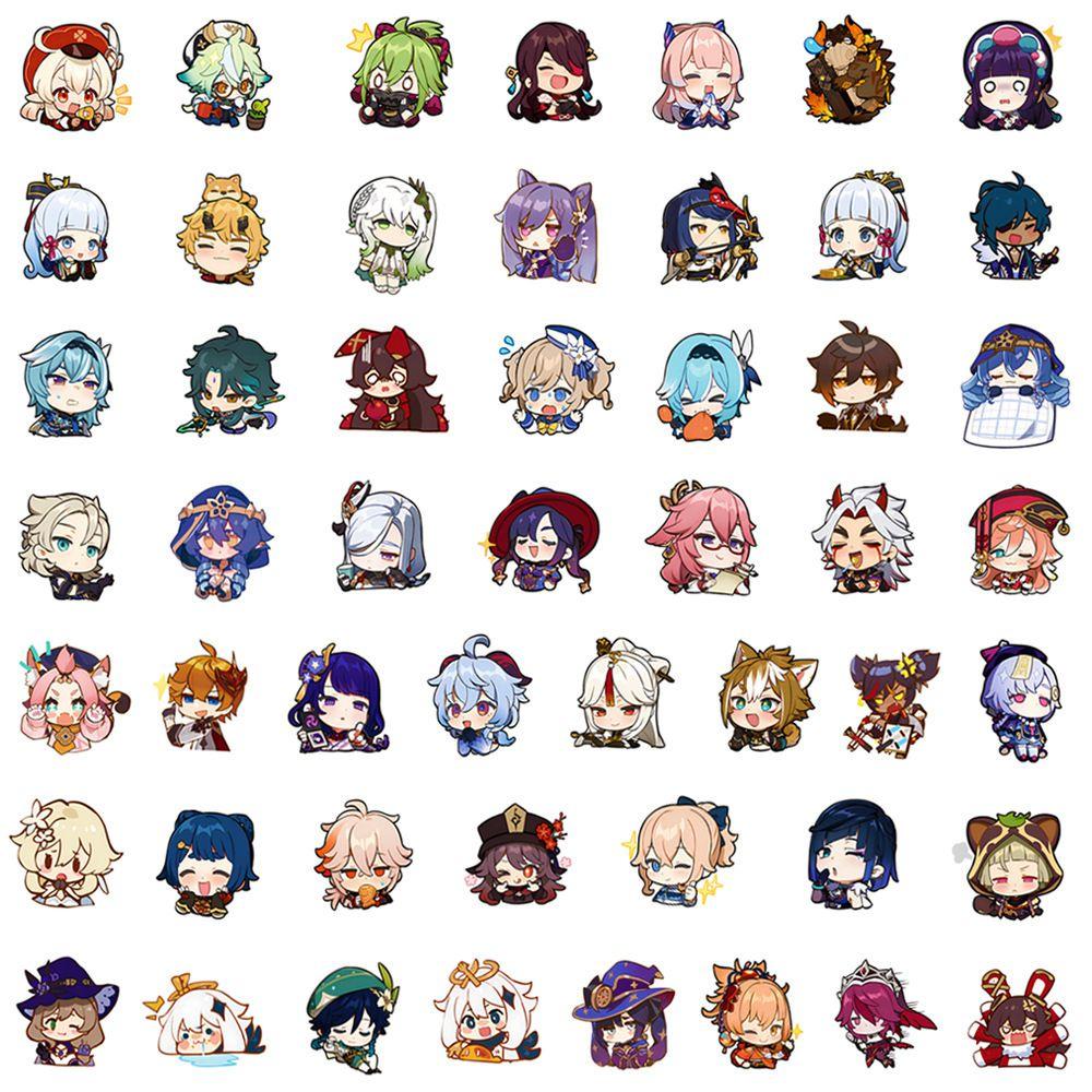 50pcs Genshin Impact Waterproof Sticker Set Venti Xiao Klee Decor For Luggage Cases