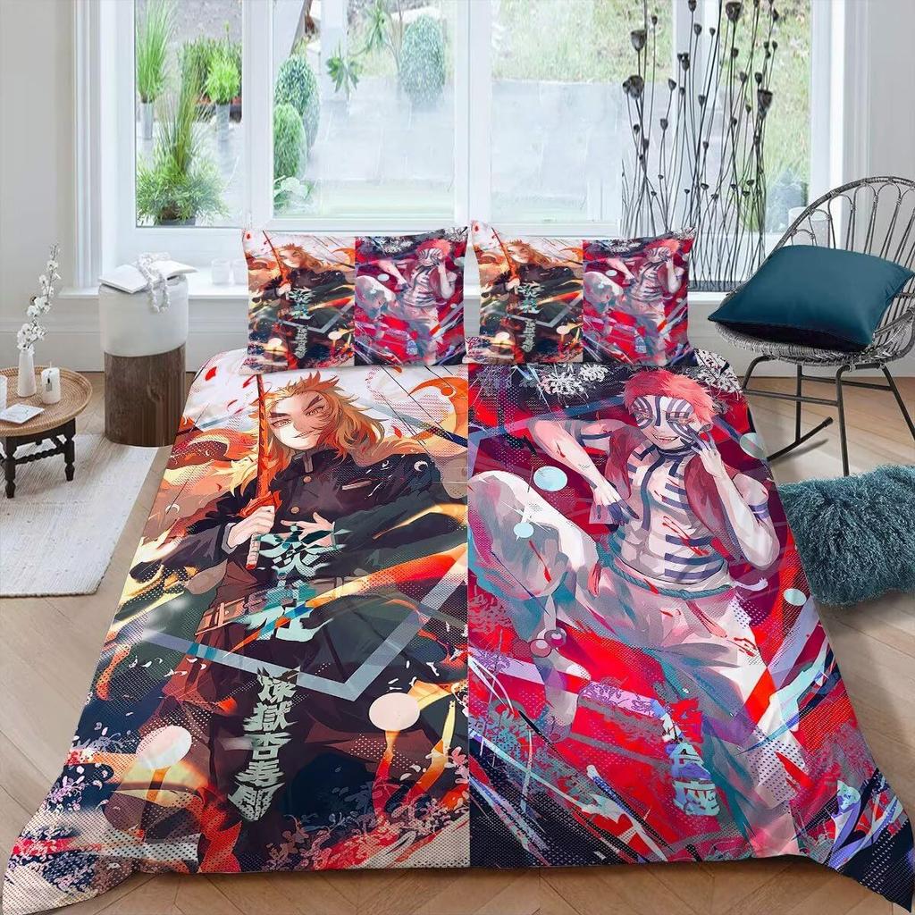 Anime Girl Three-Piece Quilt Cover 3D Digital Printing Bedding Set Bed Cover