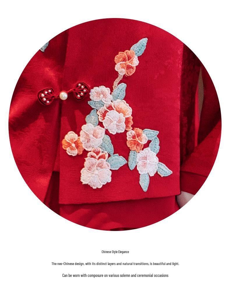 Modern Chinese Wine Red Wedding & Engagement Dress for Women - Bride & Banquet Skirt