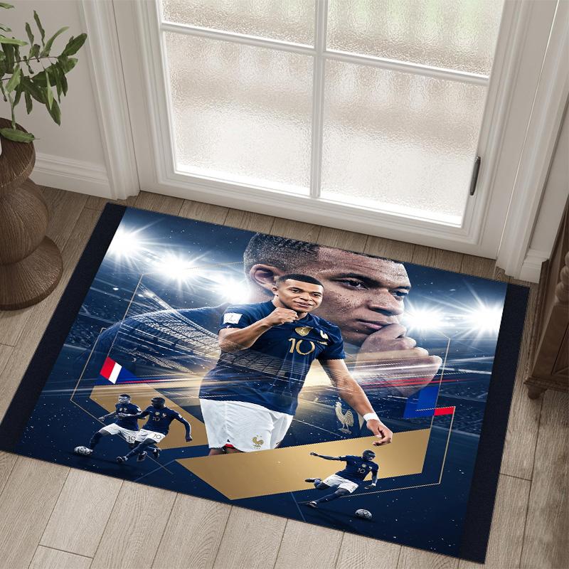 Tapis en Velours Cristal Design Kylian Mbappe Douillet Non ?Tapis imprimé antidérapant pour chambre, salon, entrée