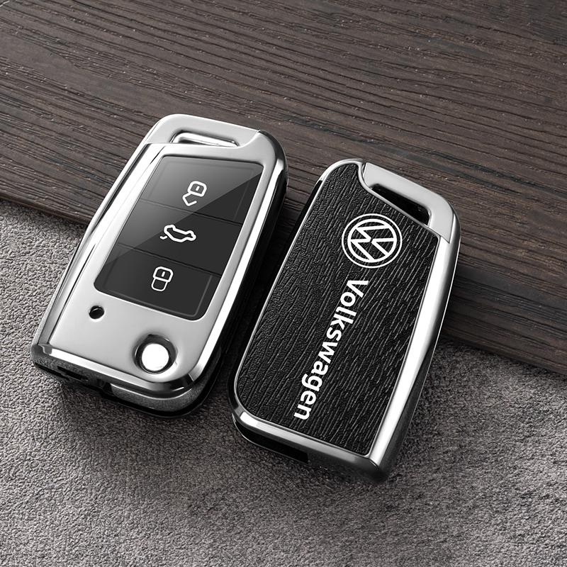

For VOLKSWAGEN VW Zinc Alloy+Leather Car Remote Key Case Cover Protector Shell For VW Volkswagen Polo Golf 7 MK7 Tiguan MK2 Acce