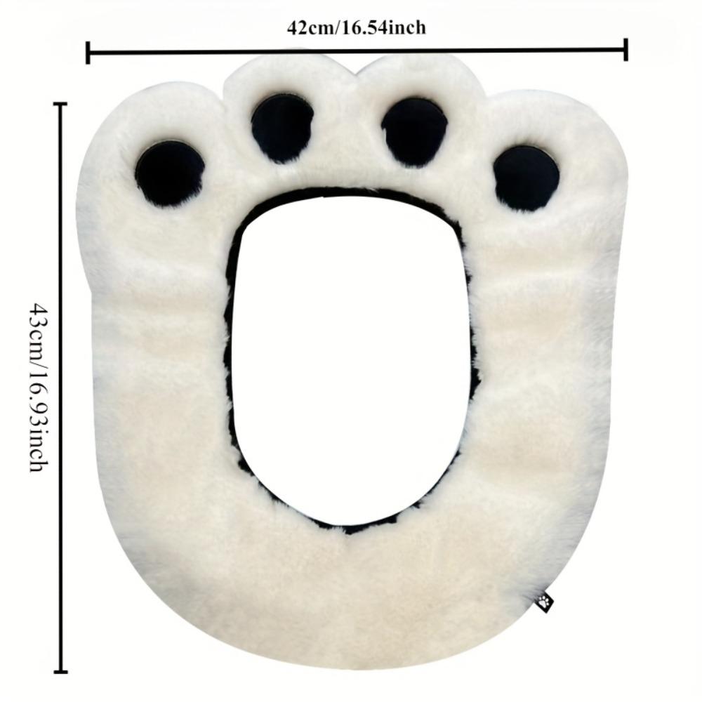 Winter Toilet Seat Cover Universal Toilet Seat Cushion Cartoon Cute Bear Paw Adhesive Pad for Home Use Toilet Set Accessories